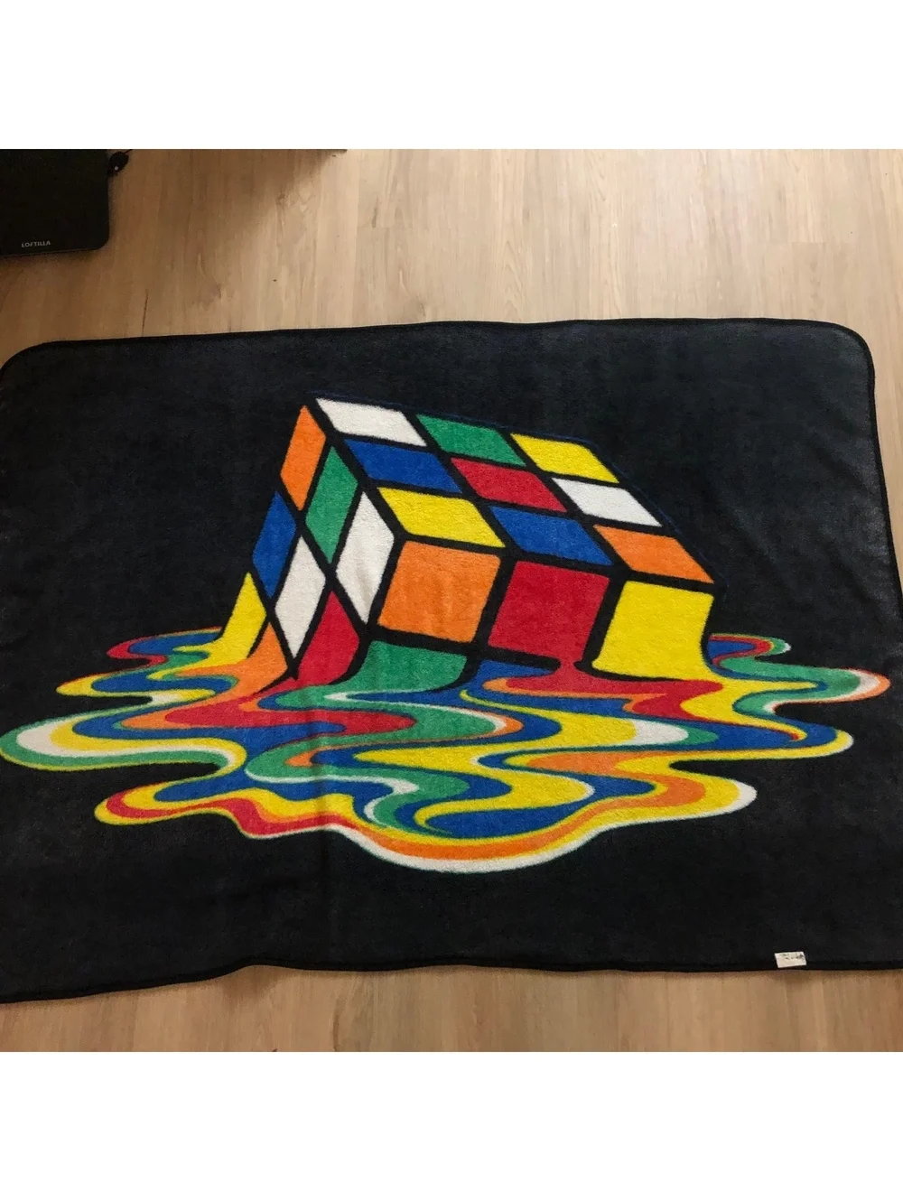 VINTAGE OFFICIAL Y2K RUBIK’S CUBE MELTING FLEECE THROW BLANKET RARE 42” x 60”